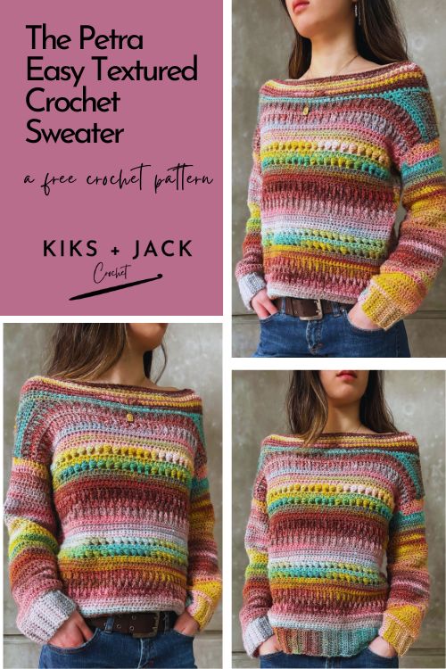 Easy Textured Crochet Sweater Free Pattern