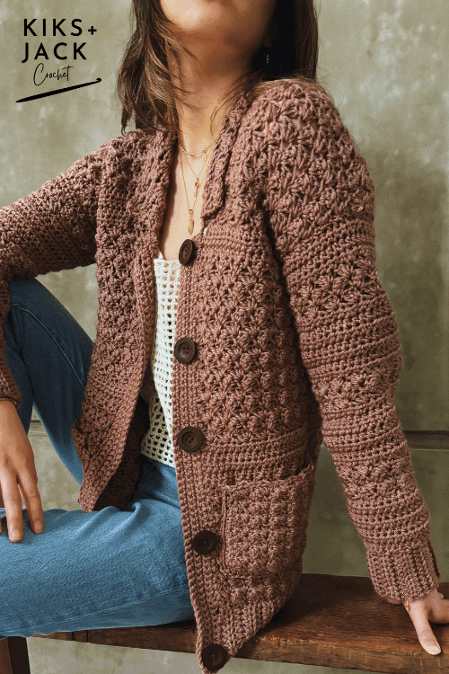 Buttoned Crochet Grandpa Coat Cardigan with Pockets Free Pattern - Kiks and Jack  Crochet