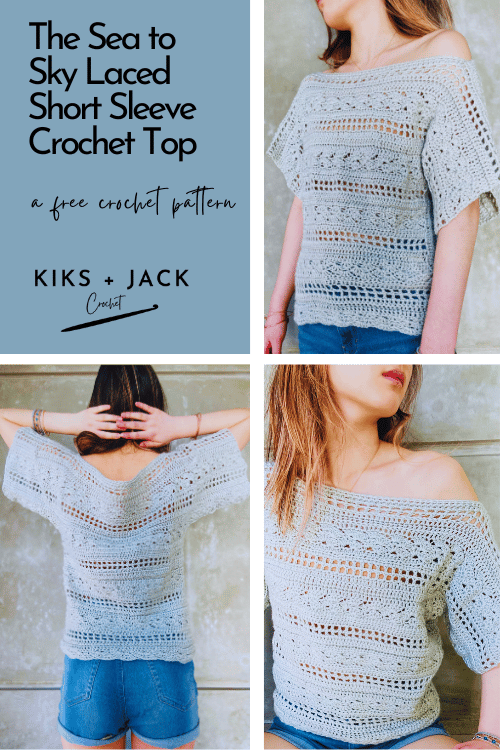 Laced Short Sleeve Crochet Top