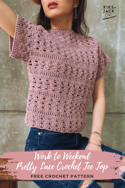 The Work to Weekend Pretty Lace Crochet Tee Top Free Pattern