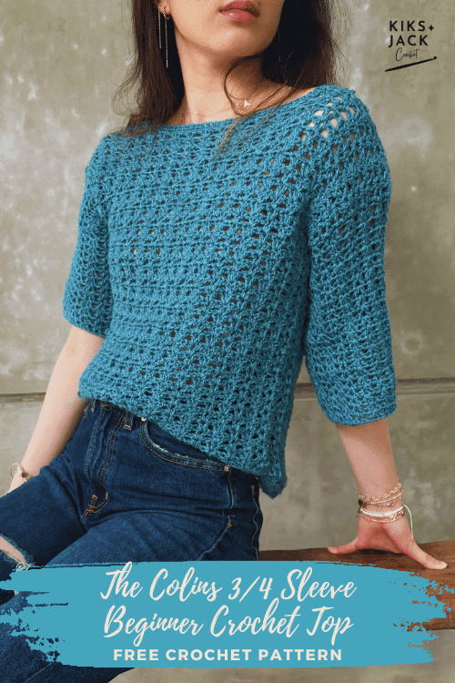 The Colins Easy 3/4 Sleeve Crochet Top Free Pattern